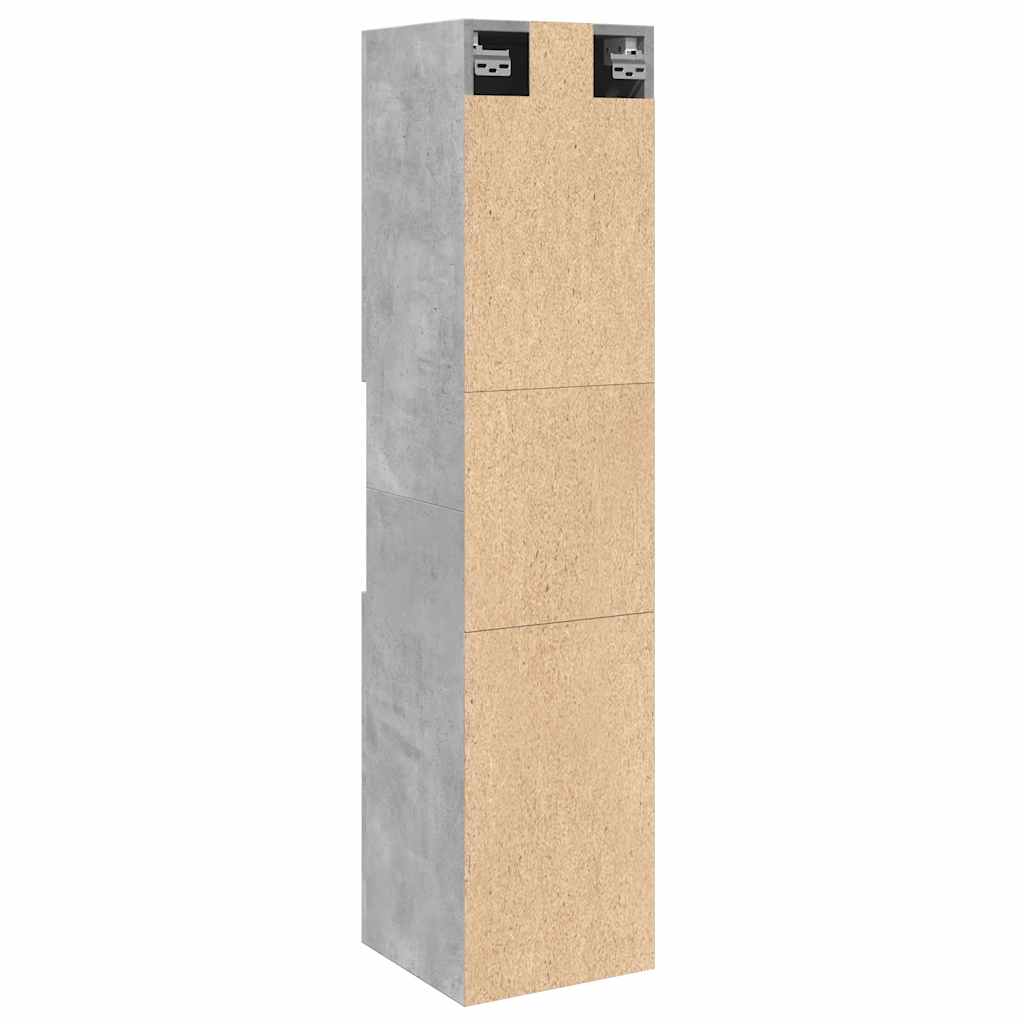 badeværelsesskab 30x30x130 cm væghængt konstrueret træ betongrå