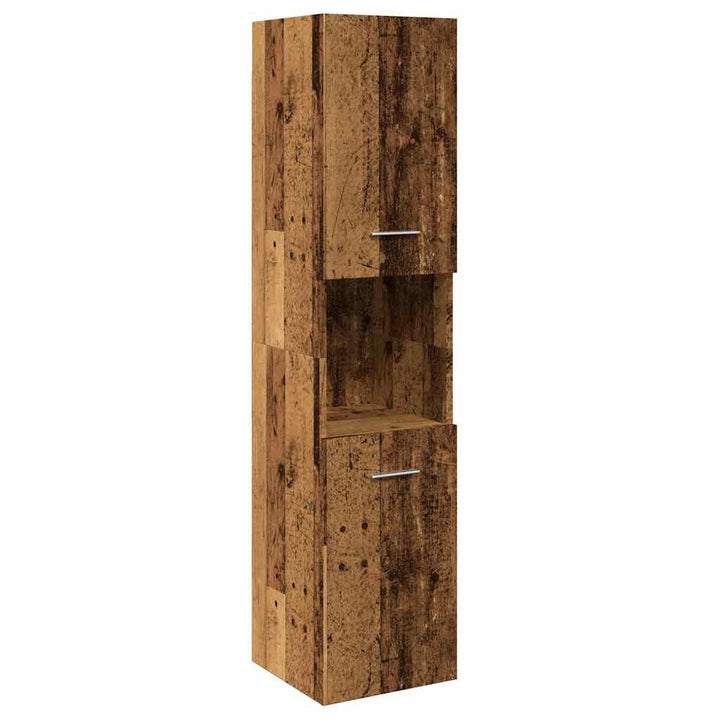 badeværelsesskab 30x30x130 cm væghængt konstrueret træ