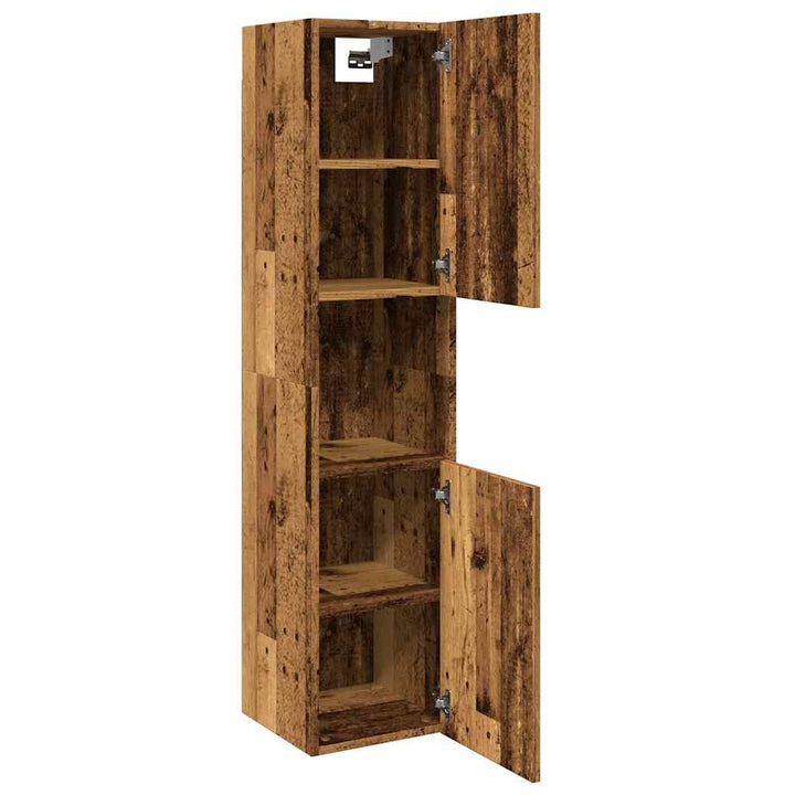 badeværelsesskab 30x30x130 cm væghængt konstrueret træ