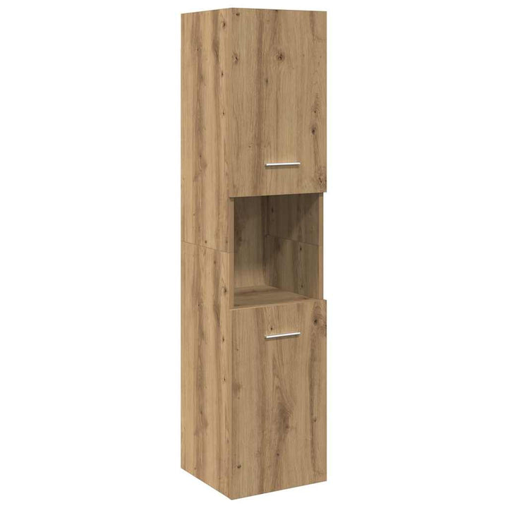 badeværelsesskab 30x30x130 cm væghængt konstrueret træ kunsteg