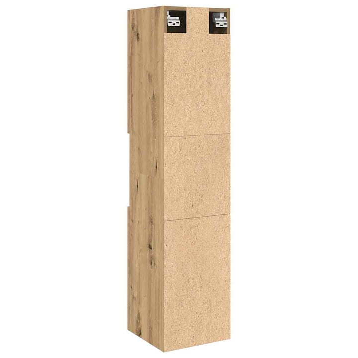 badeværelsesskab 30x30x130 cm væghængt konstrueret træ kunsteg