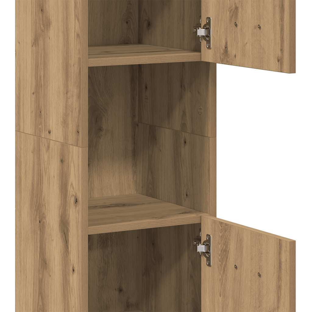 badeværelsesskab 30x30x130 cm væghængt konstrueret træ kunsteg