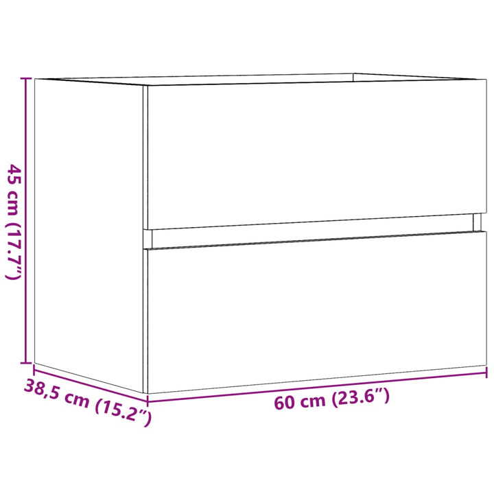 badeværelsesskab 60x38,5x45 cm konstrueret træ antikt træ