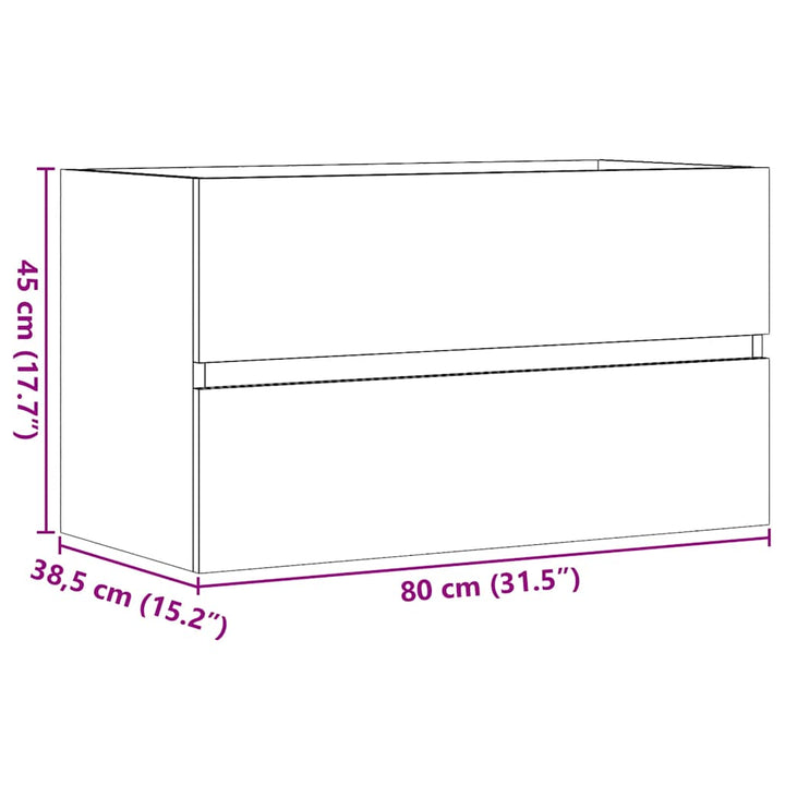 badeværelsesskab 80x38,5x45 cm væghængt konstrueret træ kunsteg