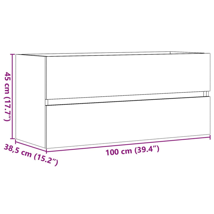 vaskeskab 100x38,5x45 cm konstrueret træ betongrå