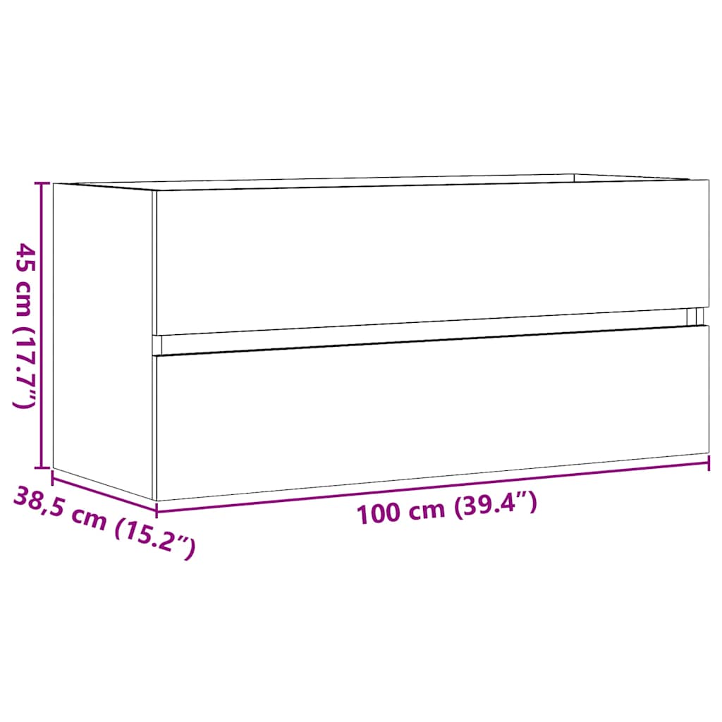 vaskeskab 100x38,5x45 cm konstrueret træ gammelt trælook