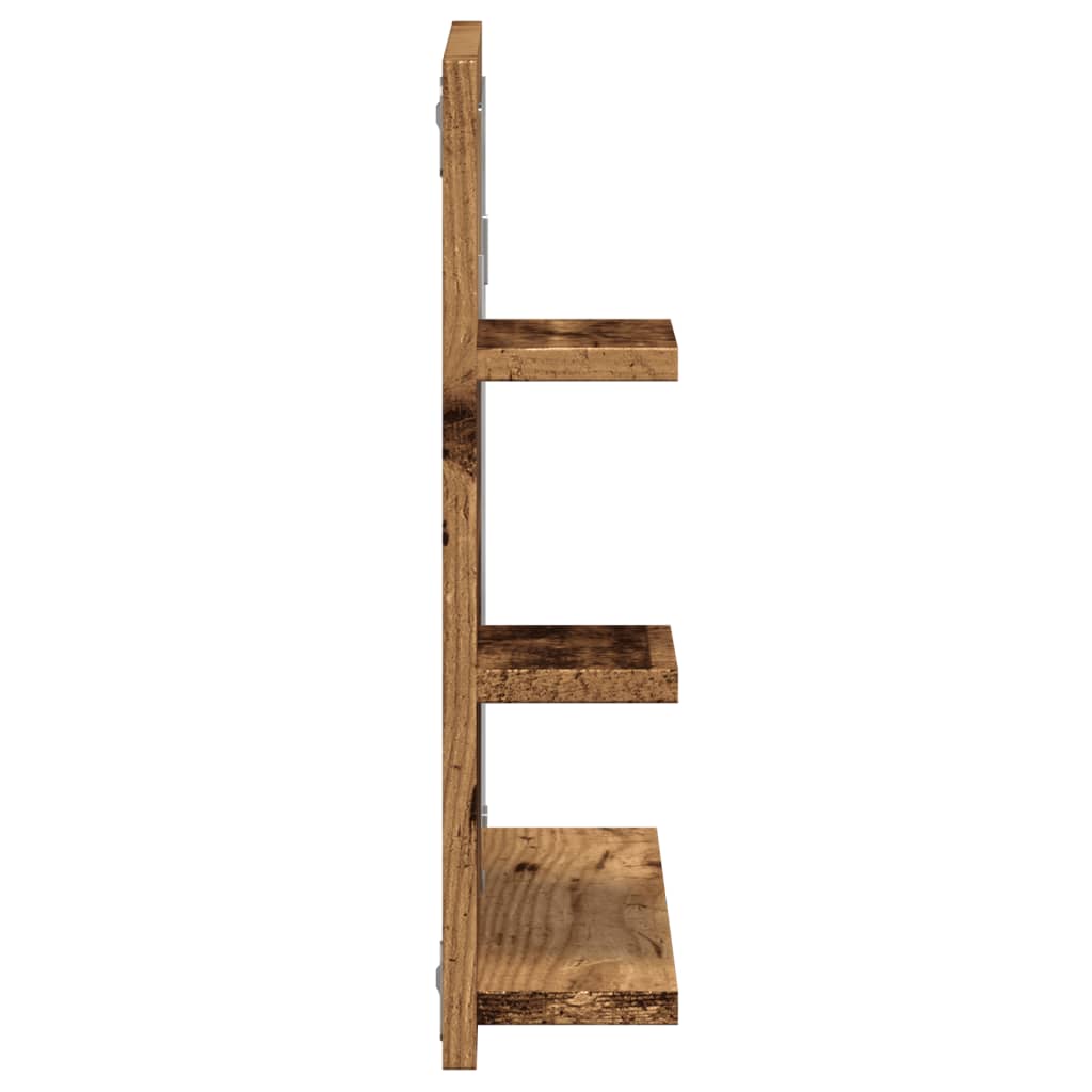 badeværelsesskab med spejl 60x10,5x45 cm antikt træ