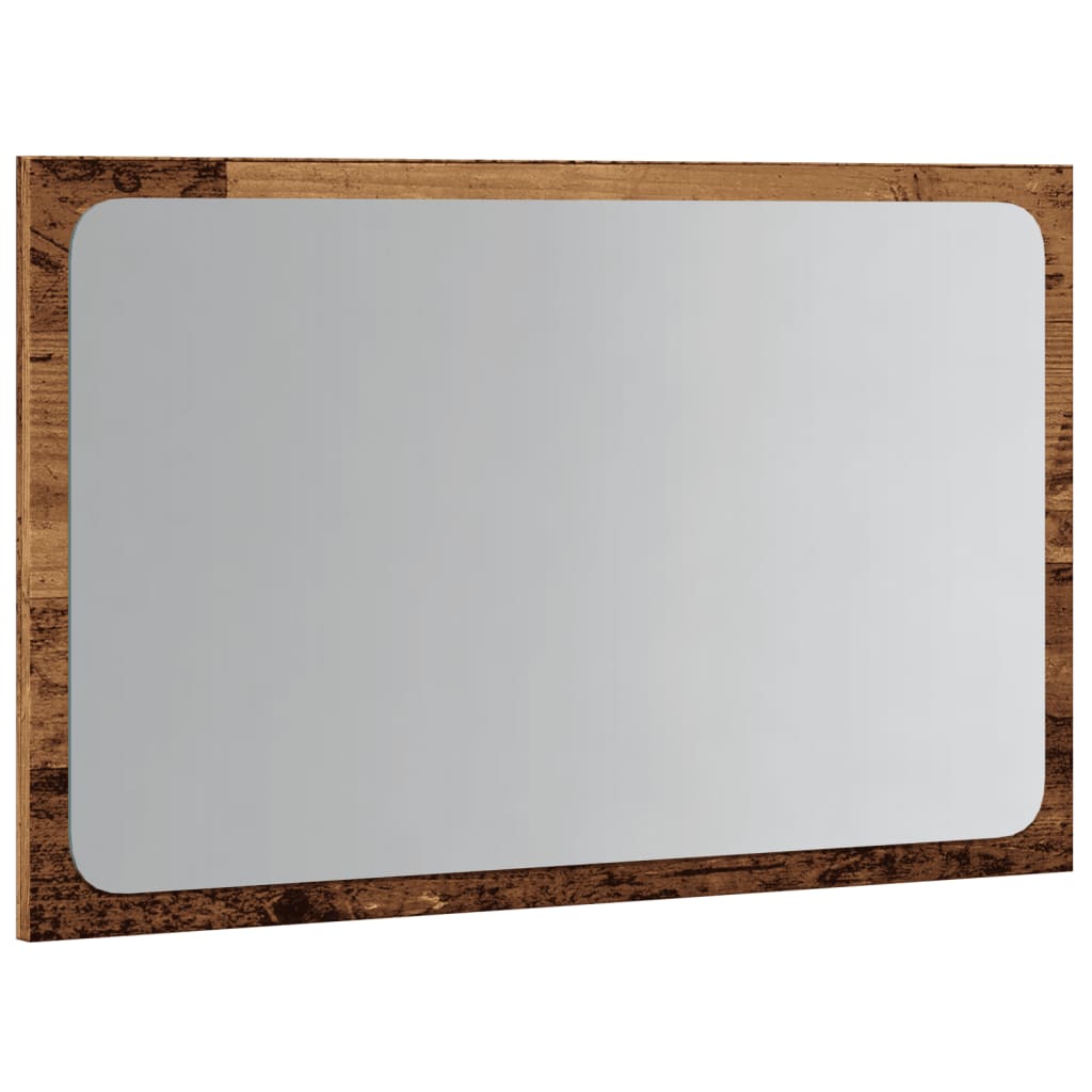 badeværelsesspejl med LED-lys 60x8,5x38 cm antikt træ