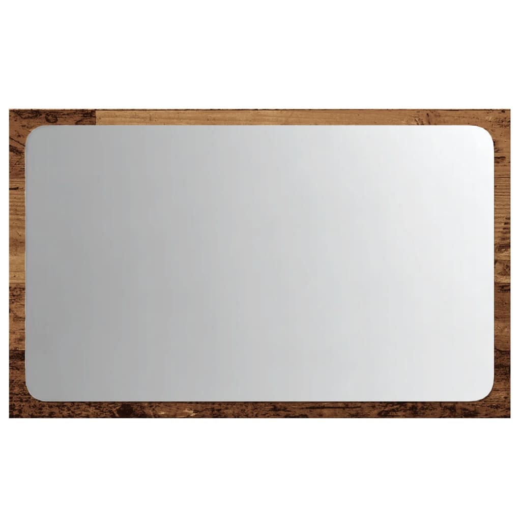 badeværelsesspejl med LED-lys 60x8,5x38 cm antikt træ