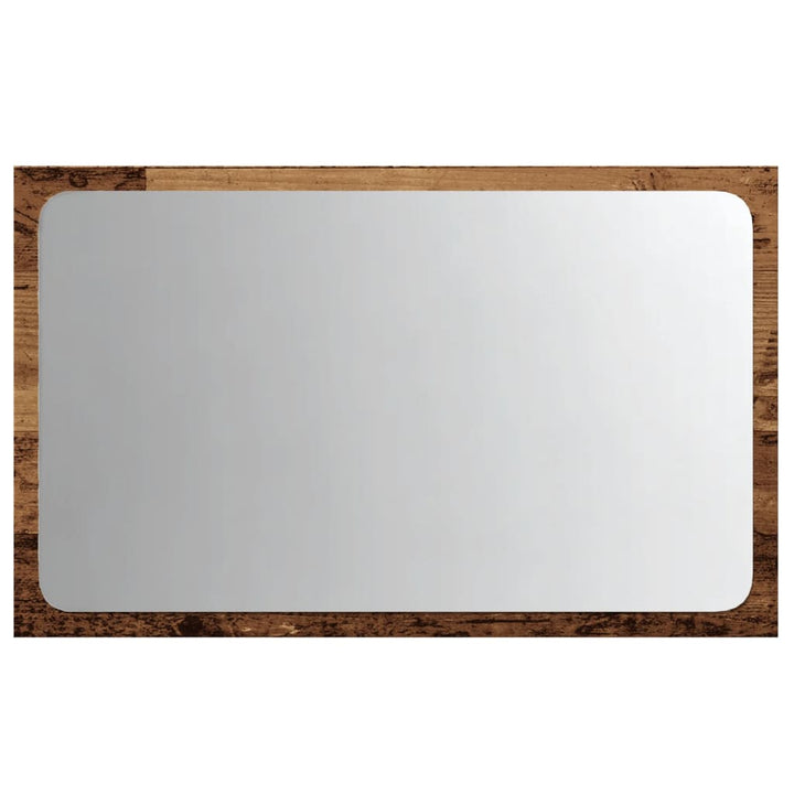 badeværelsesspejl med LED-lys 60x8,5x38 cm antikt træ