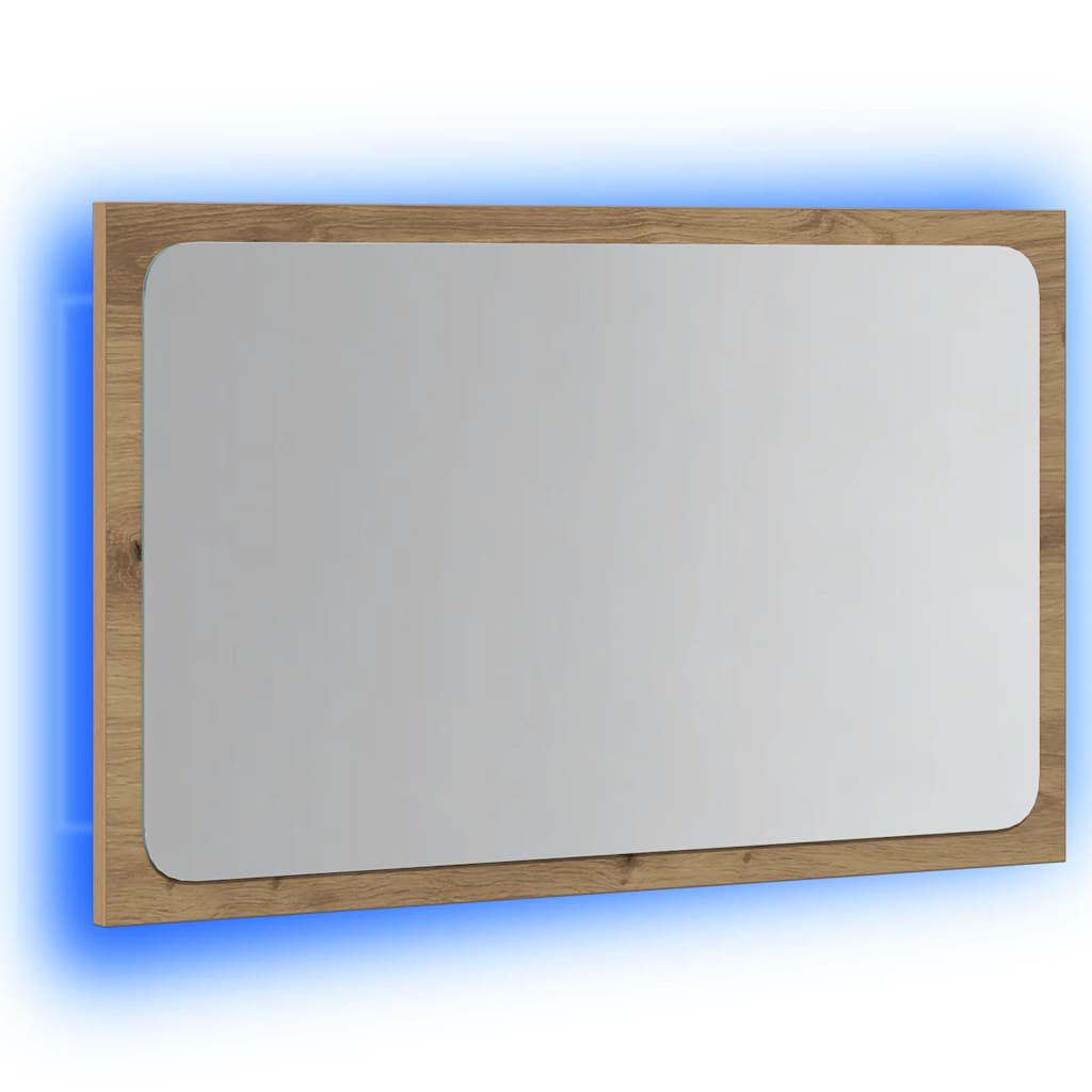 badeværelsesspejl med LED-lys 60x8,5x38 cm kunsteg