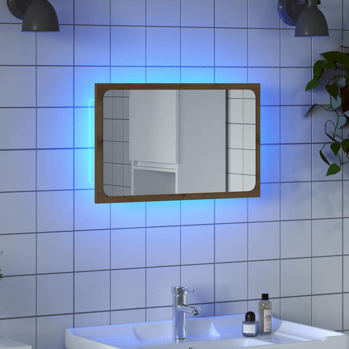 badeværelsesspejl med LED-lys 60x8,5x38 cm kunsteg
