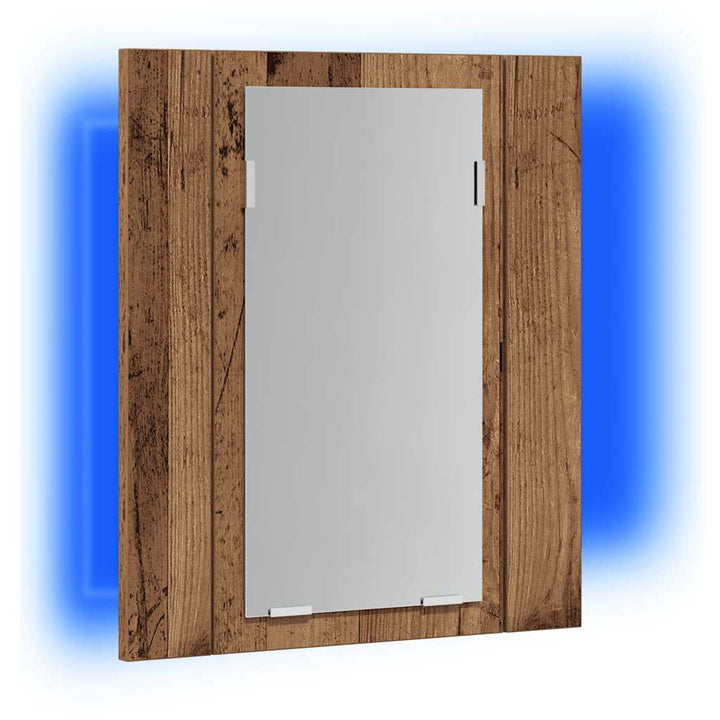 spejlskab m. LED-lys 40x12x45 cm konstrueret træ gammelt træ