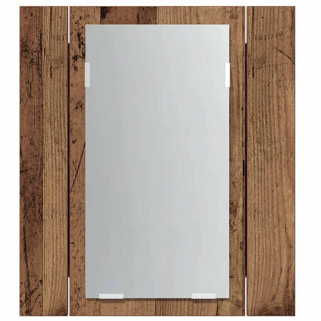 spejlskab m. LED-lys 40x12x45 cm konstrueret træ gammelt træ
