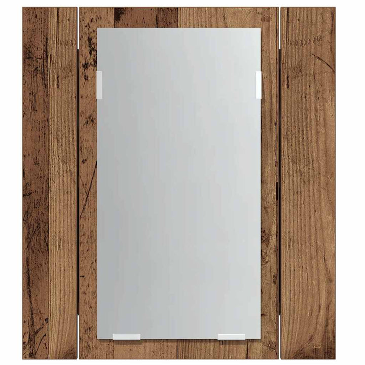 spejlskab m. LED-lys 40x12x45 cm konstrueret træ gammelt træ