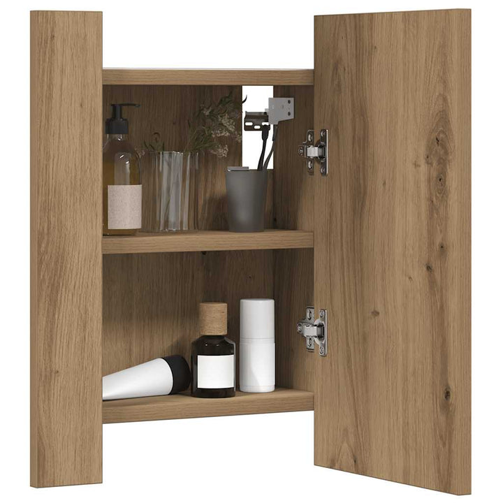spejlskab med LED-lys 40x12x45 cm konstrueret træ kunsteg