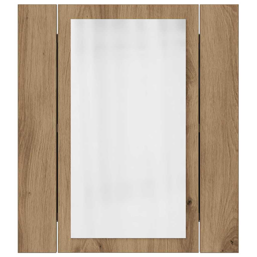 spejlskab med LED-lys 40x12x45 cm konstrueret træ kunsteg