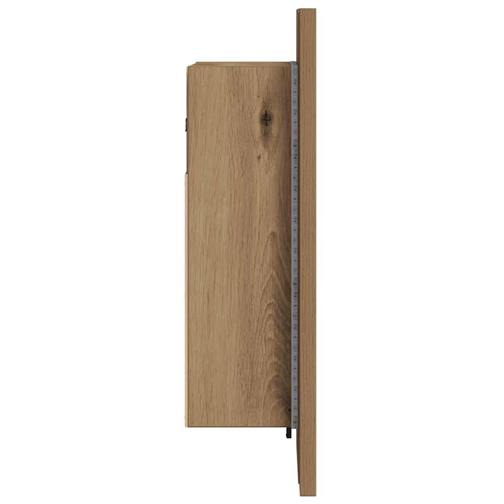 spejlskab med LED-lys 40x12x45 cm konstrueret træ kunsteg