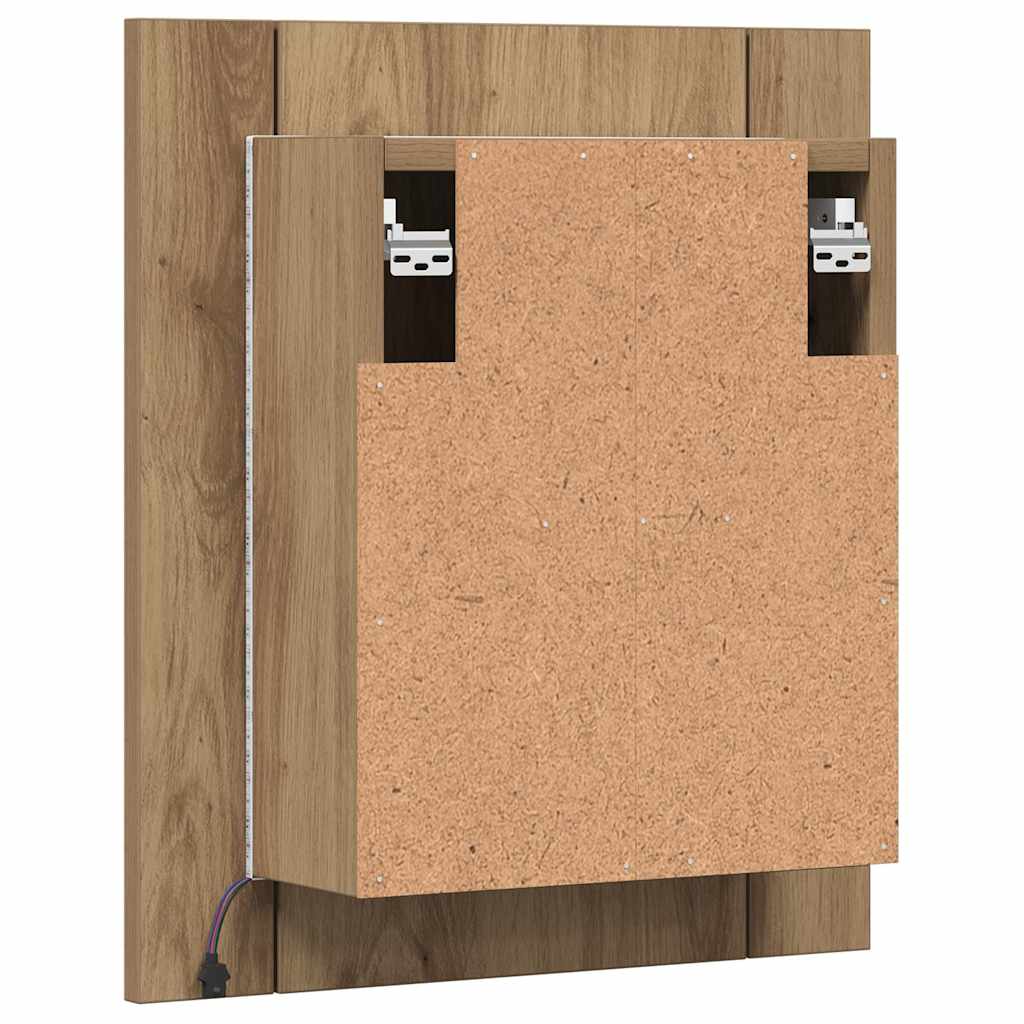 spejlskab med LED-lys 40x12x45 cm konstrueret træ kunsteg