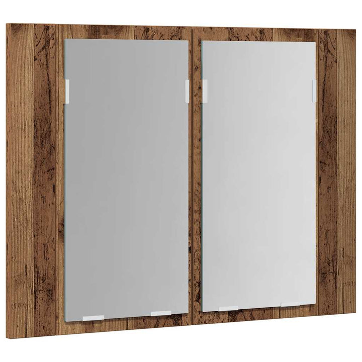 spejlskab m. LED-lys 60x12x45 cm konstrueret træ antikt træ