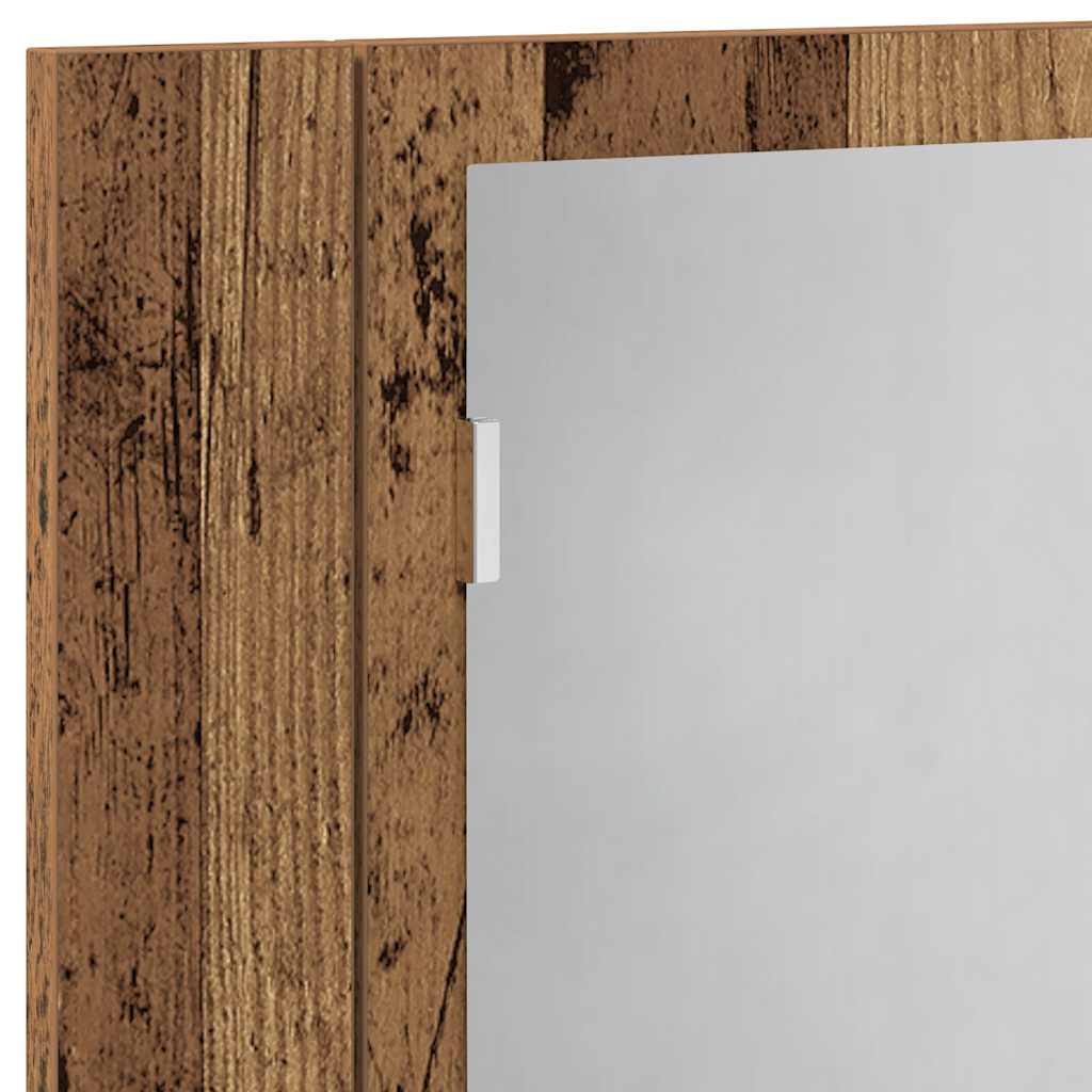 spejlskab m. LED-lys 60x12x45 cm konstrueret træ antikt træ
