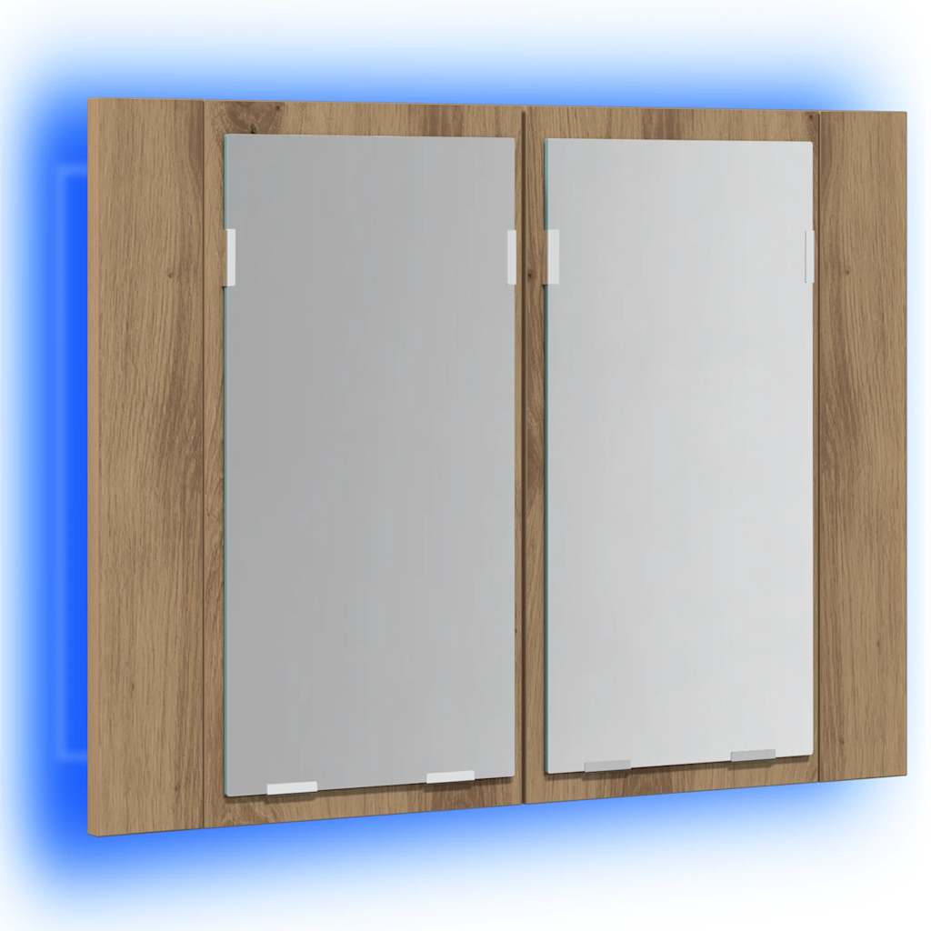 spejlskab m. LED-lys 60x12x45 cm konstrueret træ kunsteg