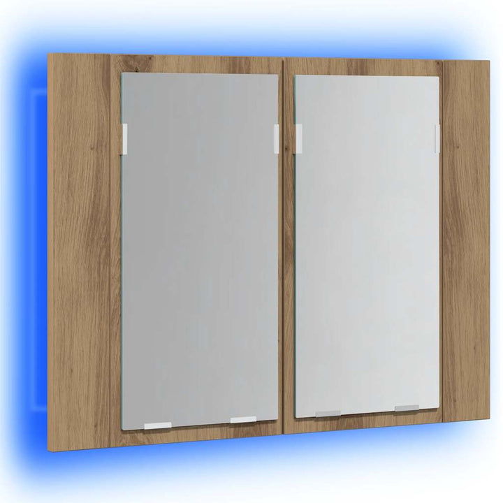 spejlskab m. LED-lys 60x12x45 cm konstrueret træ kunsteg