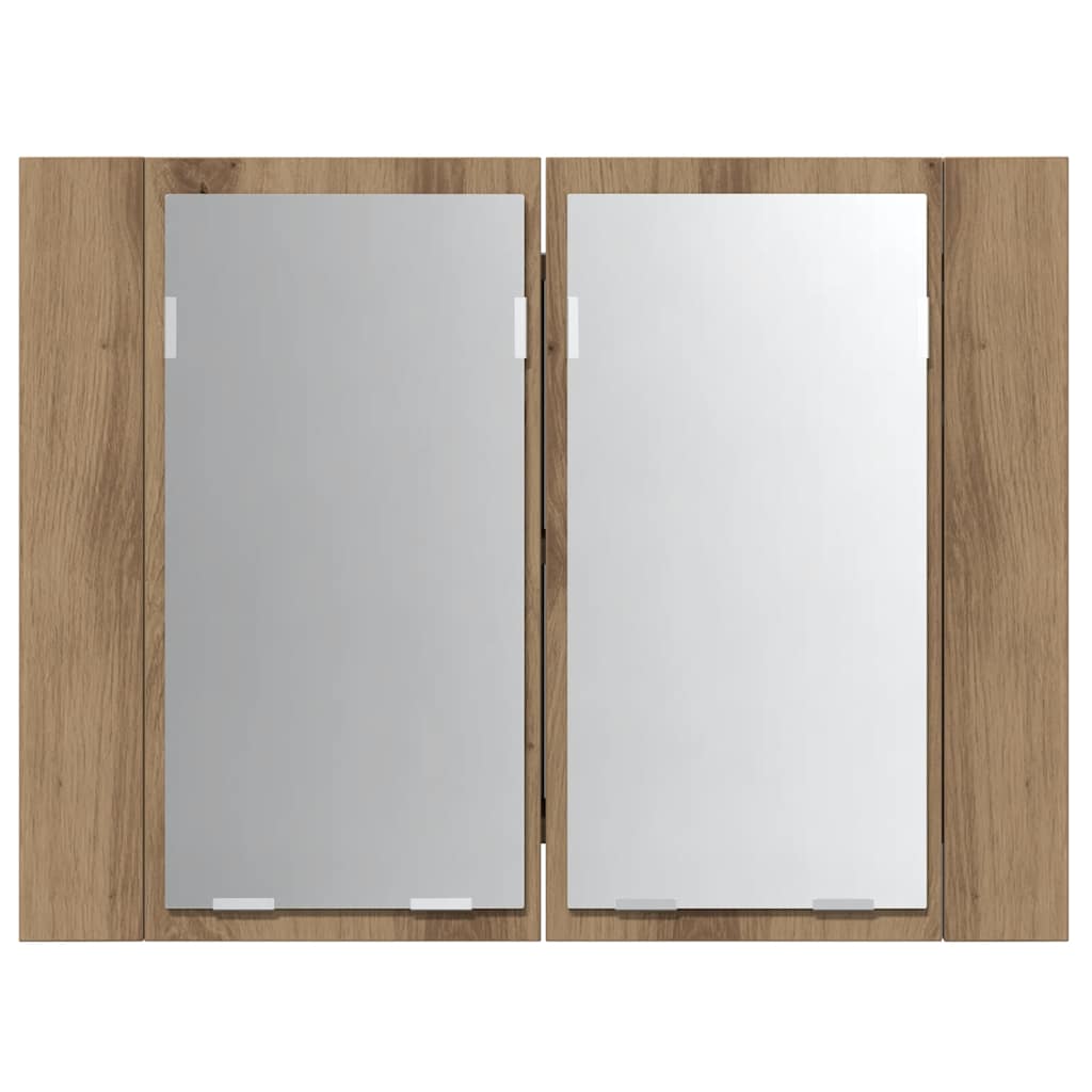 spejlskab m. LED-lys 60x12x45 cm konstrueret træ kunsteg