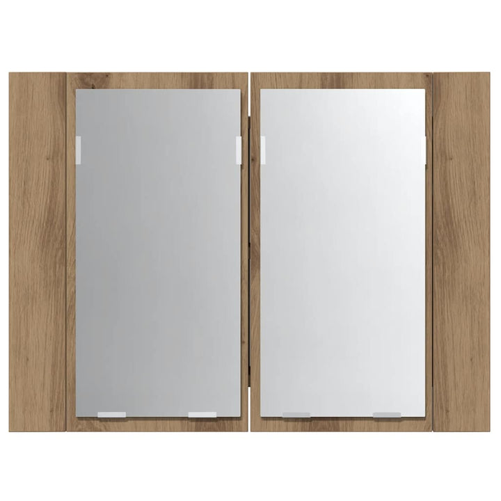 spejlskab m. LED-lys 60x12x45 cm konstrueret træ kunsteg