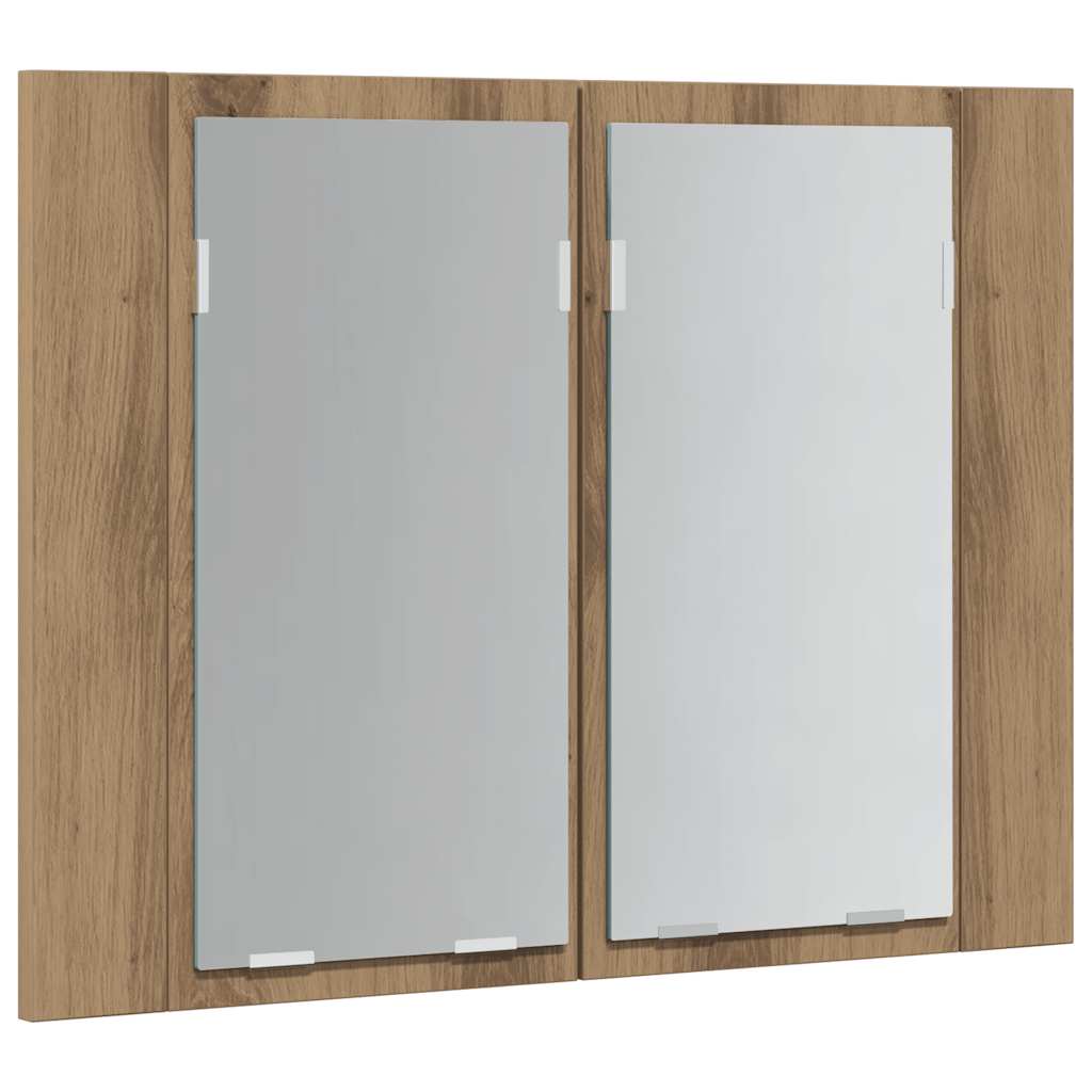 spejlskab m. LED-lys 60x12x45 cm konstrueret træ kunsteg