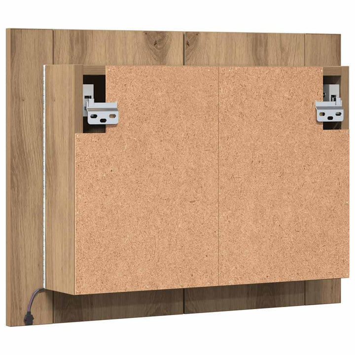 spejlskab m. LED-lys 60x12x45 cm konstrueret træ kunsteg