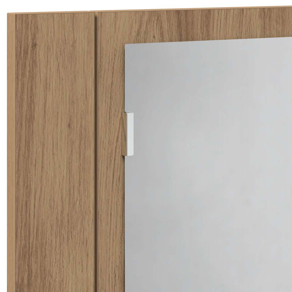 spejlskab m. LED-lys 60x12x45 cm konstrueret træ kunsteg