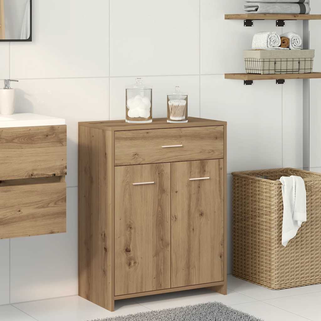 badeværelsesskab 60x33x80 cm konstrueret træ kunsteg