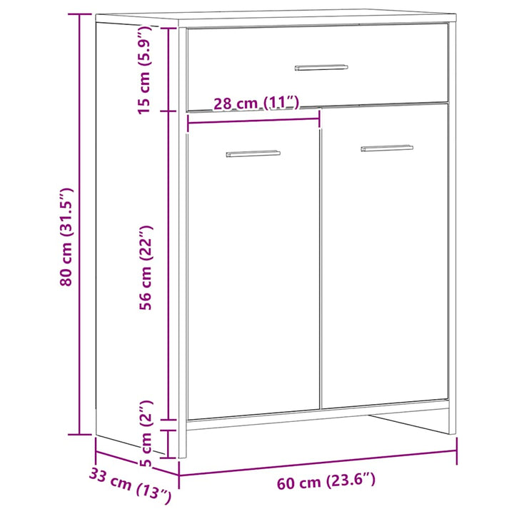 badeværelsesskab 60x33x80 cm konstrueret træ kunsteg