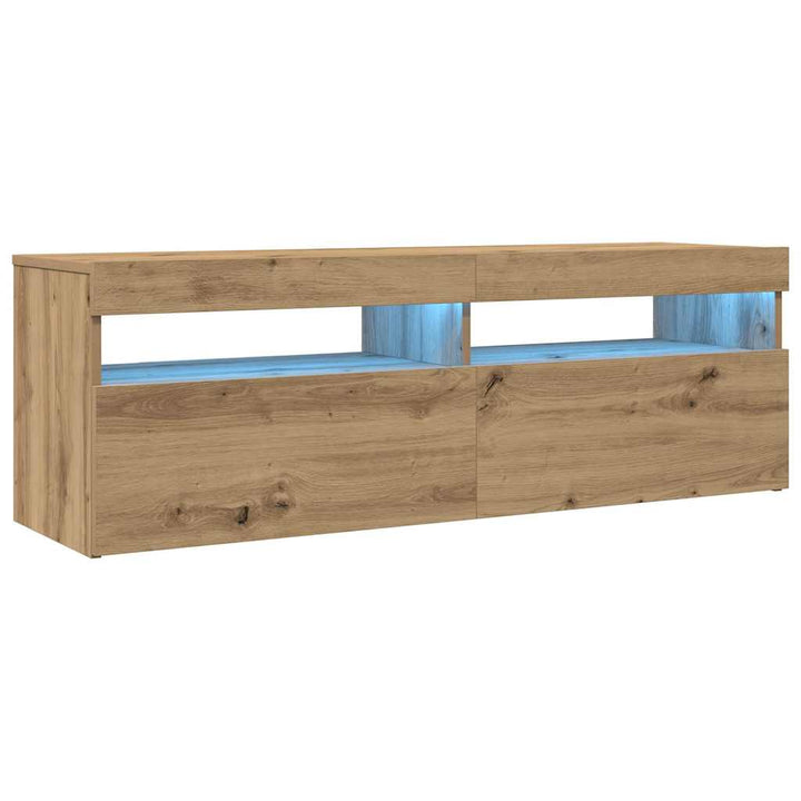 tv-bord med LED-lys 120x35x40 cm konstrueret træ kunsteg