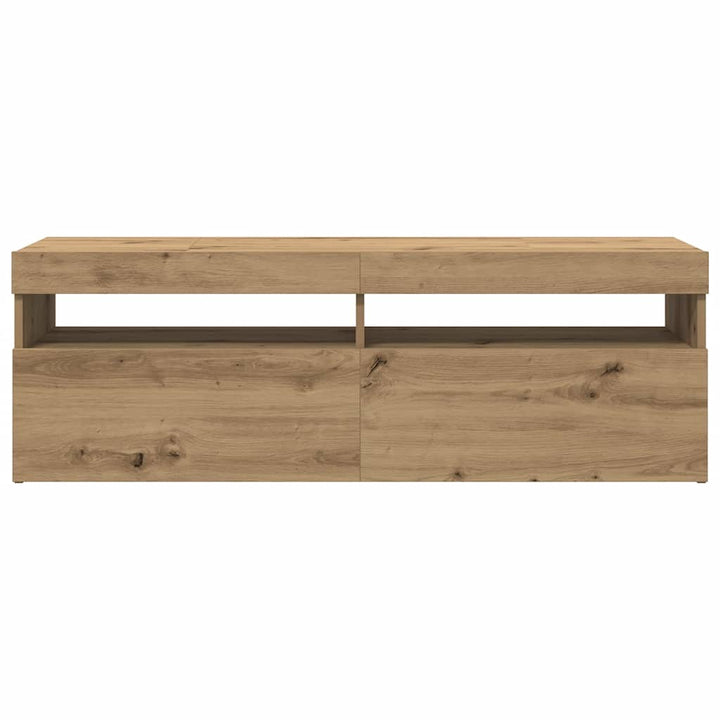 tv-bord med LED-lys 120x35x40 cm konstrueret træ kunsteg