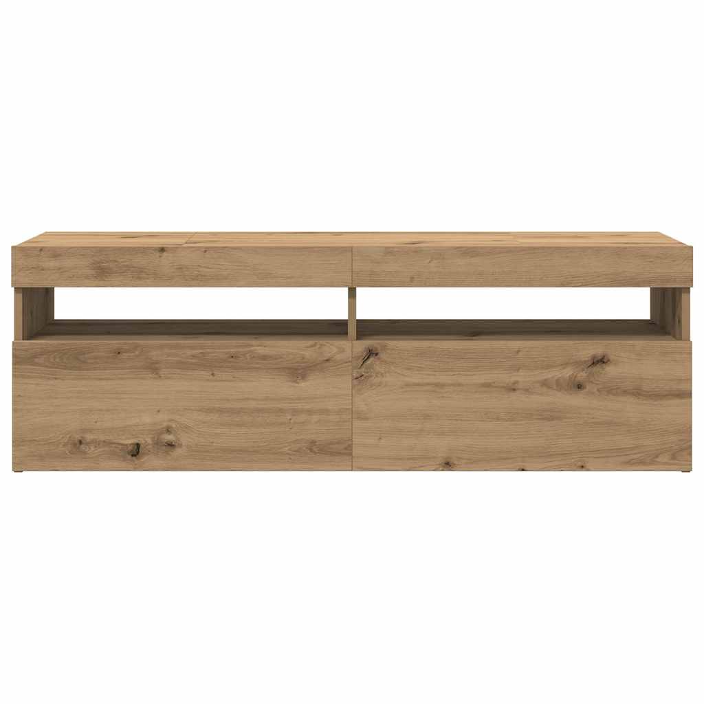 tv-bord med LED-lys 120x35x40 cm konstrueret træ kunsteg