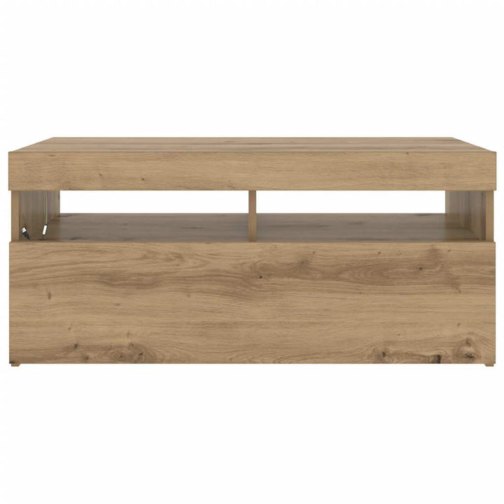 tv-bord med LED-lys 90x35x40 cm konstrueret træ kunsteg