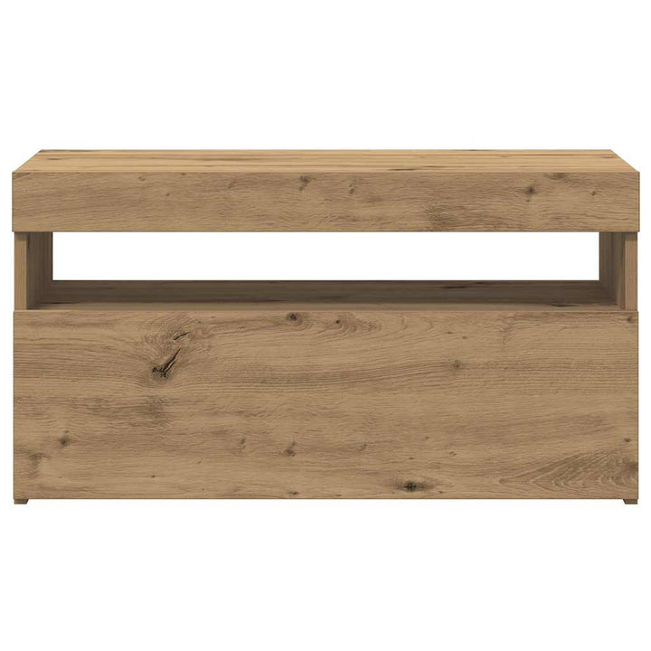 tv-bord med LED-lys 75x35x40 cm konstrueret træ kunsteg