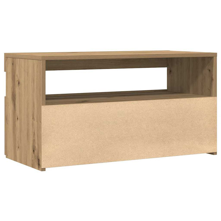tv-bord med LED-lys 75x35x40 cm konstrueret træ kunsteg