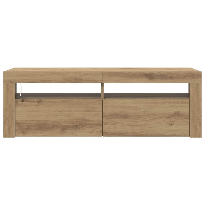 tv-bord med LED-lys 120x35x40 cm konstrueret træ kunsteg