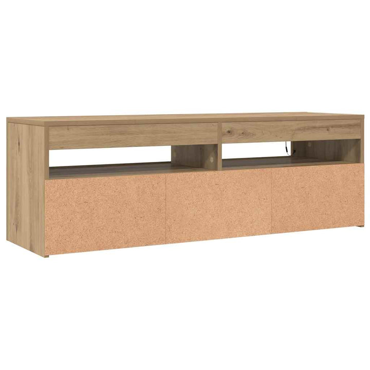 tv-bord med LED-lys 120x35x40 cm konstrueret træ kunsteg