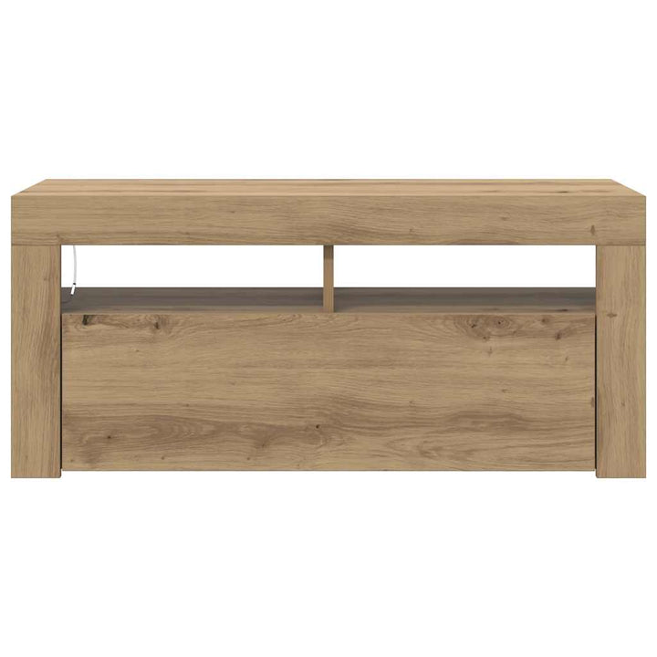 tv-bord med LED-lys 90x35x40 cm konstrueret træ kunsteg