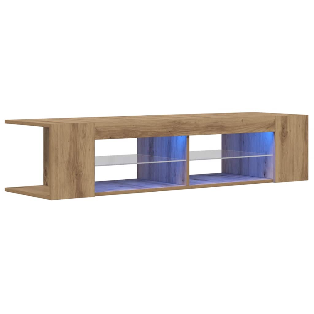 tv-bord med LED-lys 135x39x30 cm konstrueret træ kunsteg