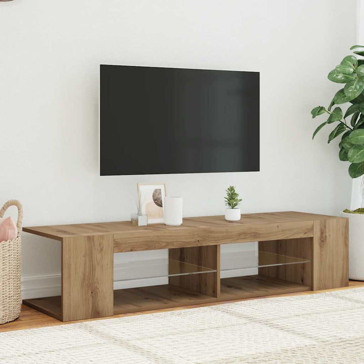 tv-bord med LED-lys 135x39x30 cm konstrueret træ kunsteg