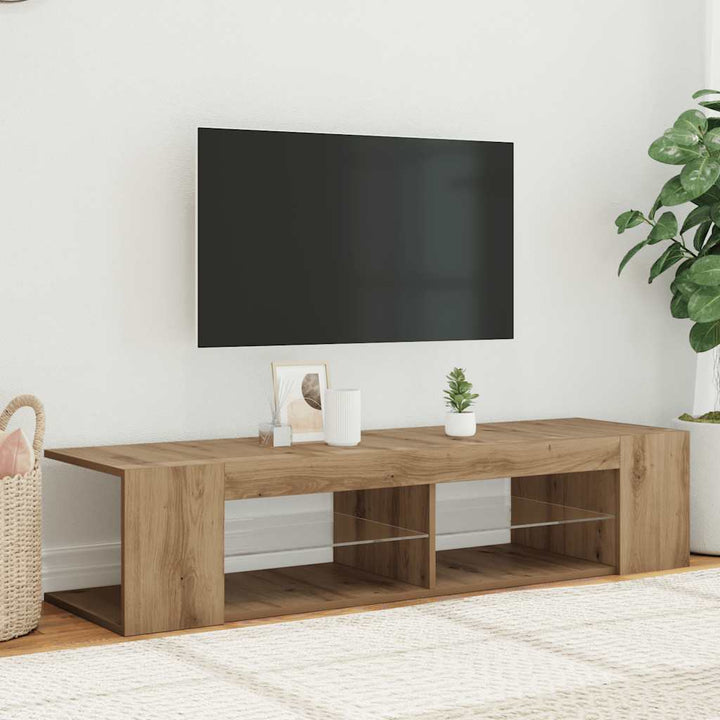 tv-bord med LED-lys 90x39x30 cm konstrueret træ kunsteg