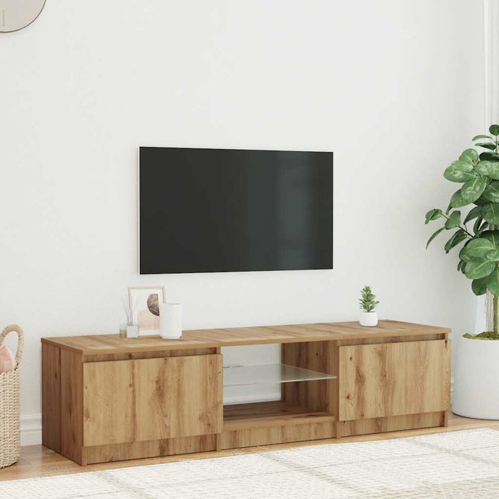 tv-bord med LED-lys 140x40x36 cm konstrueret træ kunsteg