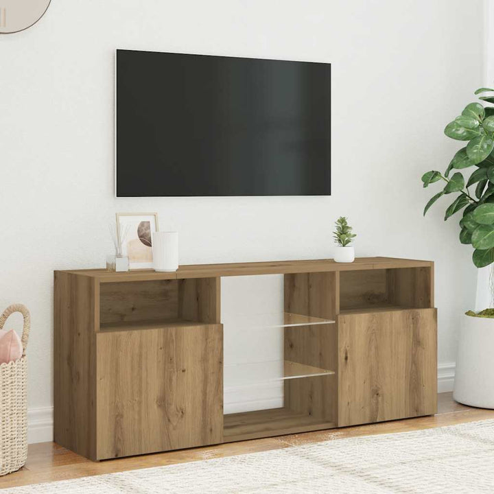 tv-bord med LED-lys 120x30x50 cm konstrueret træ kunsteg