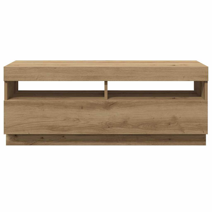 tv-bord med LED-lys 100x35x40 cm konstrueret træ kunsteg