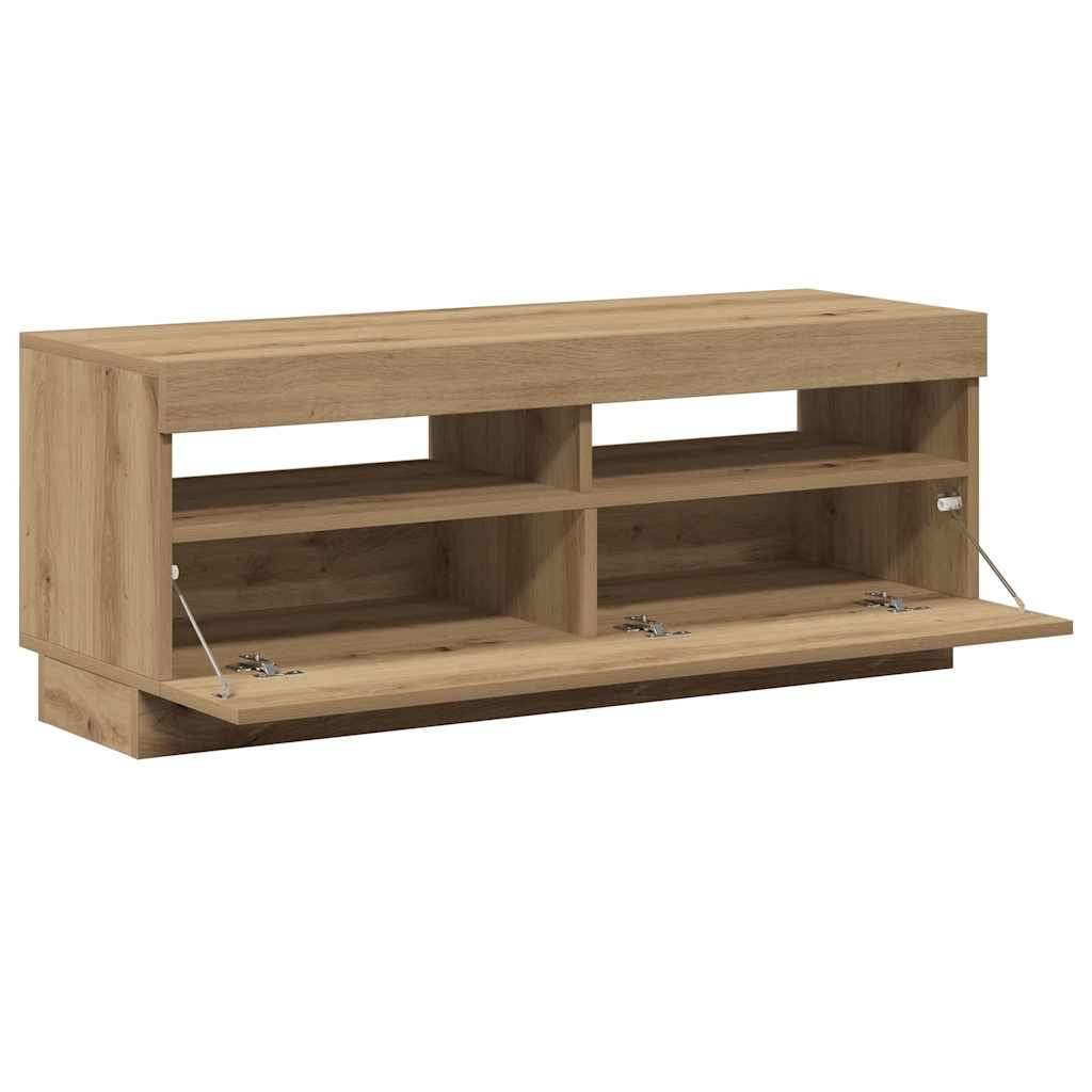 tv-bord med LED-lys 100x35x40 cm konstrueret træ kunsteg